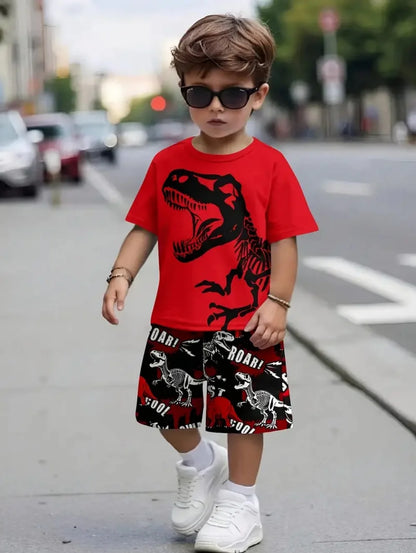 Camiseta de dinosaurios 3D para niños, de manga corta, casual, para verano, para niños y niñas