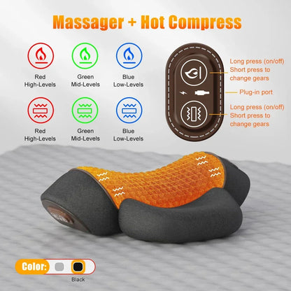 Almohada masajeadora para cuello – Almohada con calefacción y vibración para soporte cervical, cojín de masaje relajante para confort del cuello, apoyo para dormir y dispositivo de terapia en casa para aliviar el estrés
