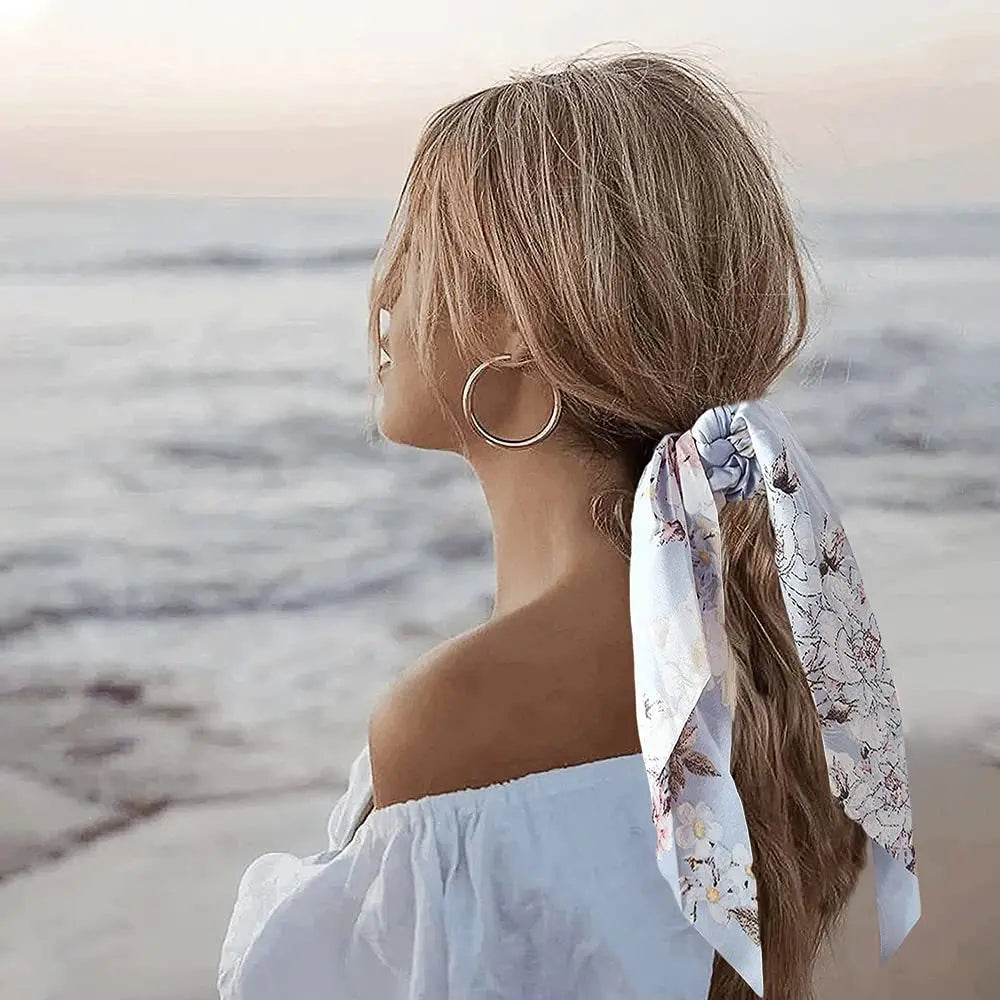 Korean Dots Scrunchie Hair Tie – Long Scarf Ponytail Elastic Hair Band for Women | Sweet Fashion Hair Accessories