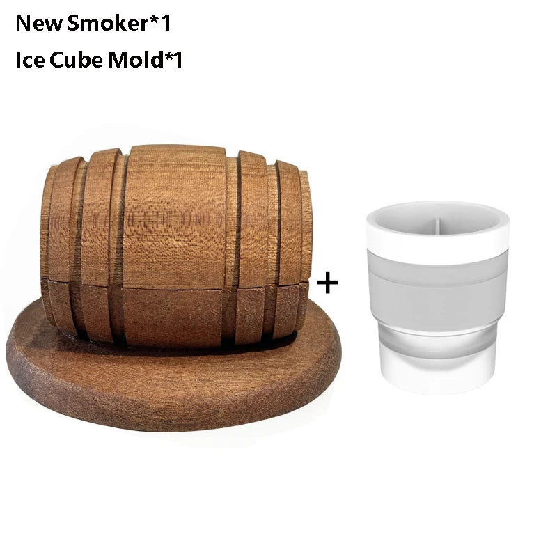 Cocktail Smoker Kit with Apple, Cherry, Oak & Pecan Wood Chips – Whiskey Drink Smoker with Wooden Smoking Hood for Bar & Kitchen