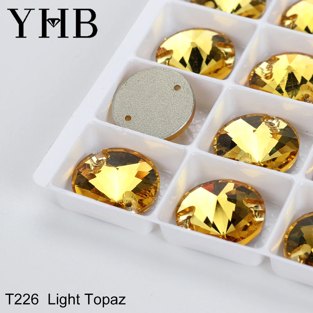 Strass à coudre YHB Crystal Rivoli – Pierres à coudre plates en verre pour vêtements, sacs et artisanat de bricolage