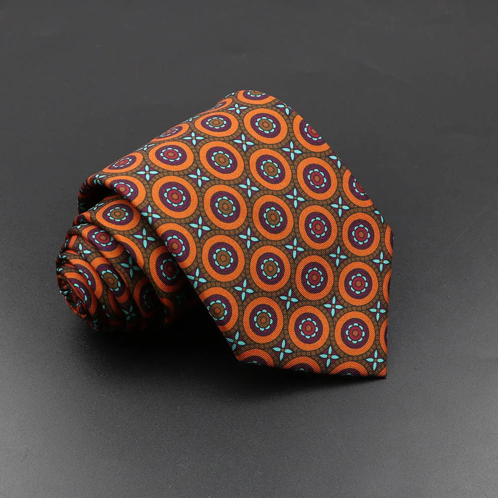 Men's 7.5cm Soft Silk Necktie – Floral & Dot Pattern Tie for Weddings, Business, Parties & Formal Wear