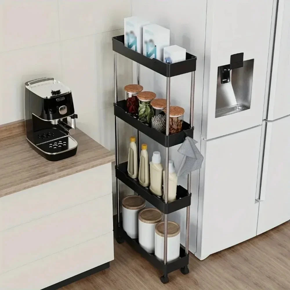 Slim Rolling Storage Trolley – Multi-Layer Bathroom, Kitchen & Living Room Organizer Shelf