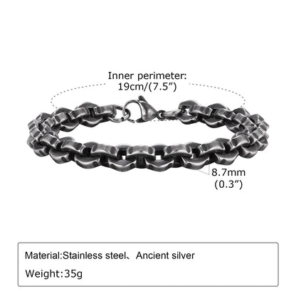 Vintage Byzantine Chain Bracelet – Stainless Steel Braided Link Wristband for Men & Boys | Retro Fashion Jewelry Gift for Father