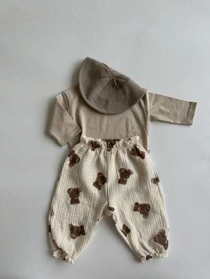 Pantalones de Bebé de Algodón Orgánico – Pantalones Suaves de Muselina Estampados para Recién Nacidos y Niños Pequeños, Parte de Abajo Informal y Adorable para Usar en Primavera, Verano, Otoño e Invierno