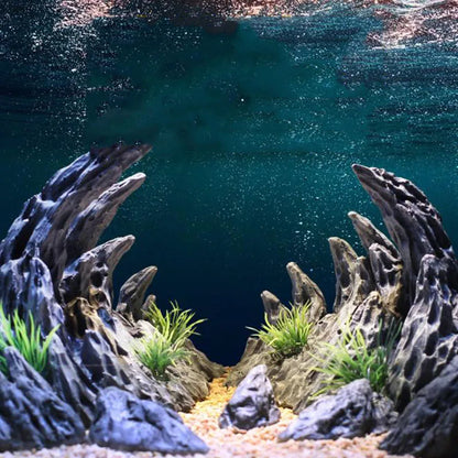 2PCS Resin Aquarium Canyon Decorations – Realistic Simulated Rock Ornaments for Fish Tanks, Underwater Aquascape & Aquarium Fish Decor