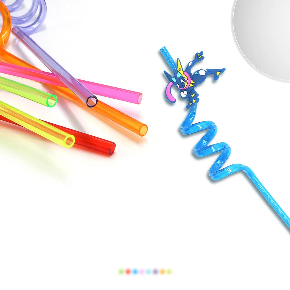 Pokémon Pikachu Cartoon Drinking Straws (8pcs) – Cute Reusable Party Favors for Kids Birthday Gifts & Decorations