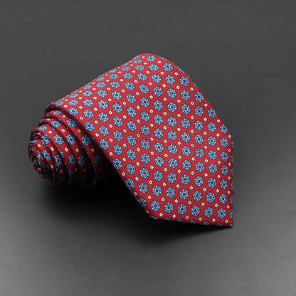 Men's 7.5cm Soft Silk Necktie – Floral & Dot Pattern Tie for Weddings, Business, Parties & Formal Wear