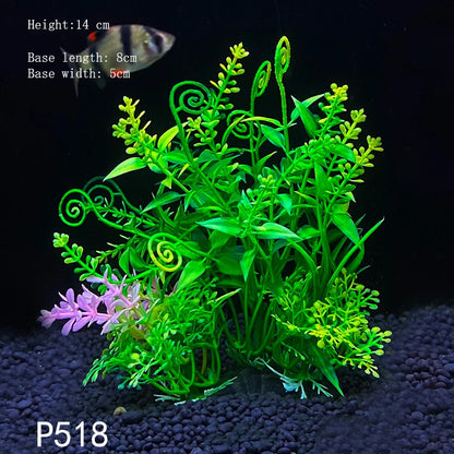 Artificial Underwater Aquarium Plants – Plastic Aquatic Fake Shrubs & Green Water Grass for Fish Tank Landscaping, Realistic Simulated Decor