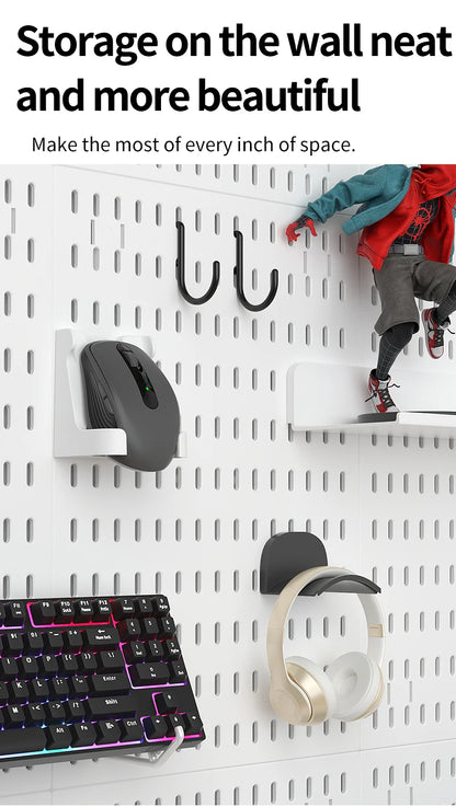 Kit de organización modular de pared con tablero perforado (Pegboard) para bricolaje – Paneles de almacenamiento colgantes sin taladro para cuartos de manualidades, oficina y organización del hogar