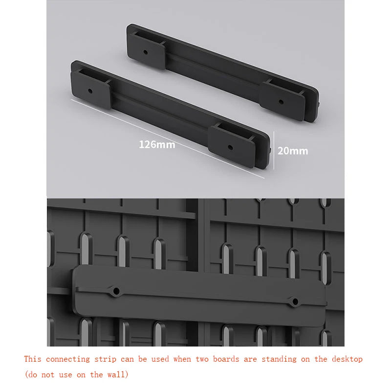 Organizador de pared de tablero perforado sin taladros – Panel de almacenamiento modular con estantes y accesorios para cocina, baño y sala de juegos