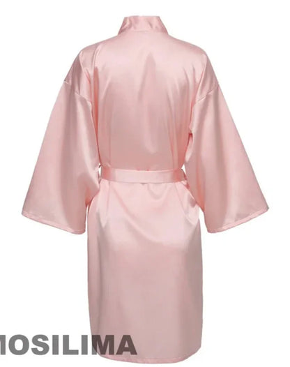 Wedding Party Team Bride Robe – Black Letter Satin Kimono Bridesmaid Bathrobe SP2000