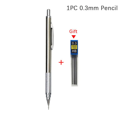 Portaminas Completamente Metálico de 0.3/0.5/0.7/0.9/1.3/2.0/3.0 mm – Lápiz de Dibujo Técnico Automático con Minas para Dibujo, Boceto, Pintura, Suministros de Oficina y Escolares
