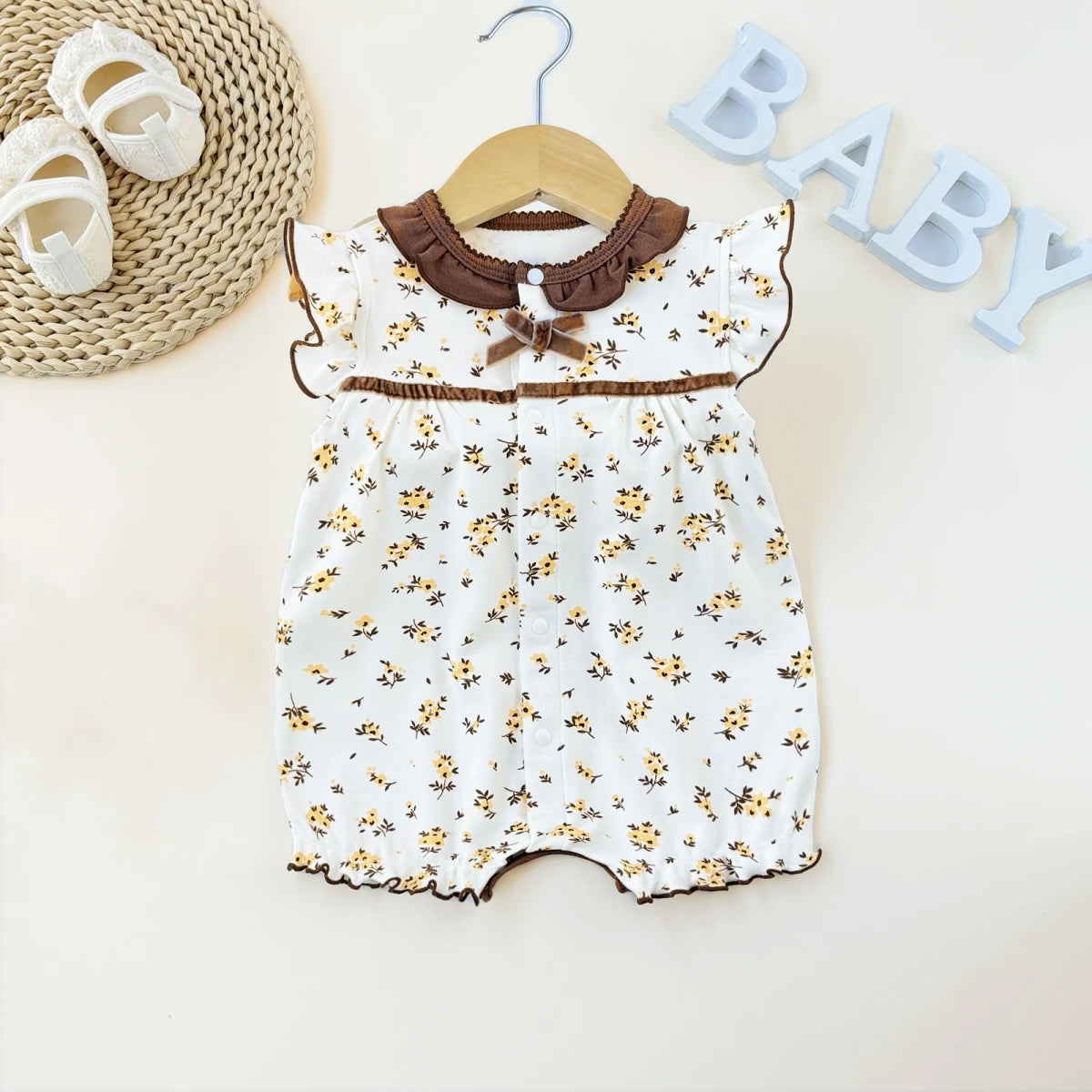 Pelele de verano para bebé recién nacido – Body de manga corta de algodón suave con estampado de dibujos animados para bebés y niñas (3-18 meses)