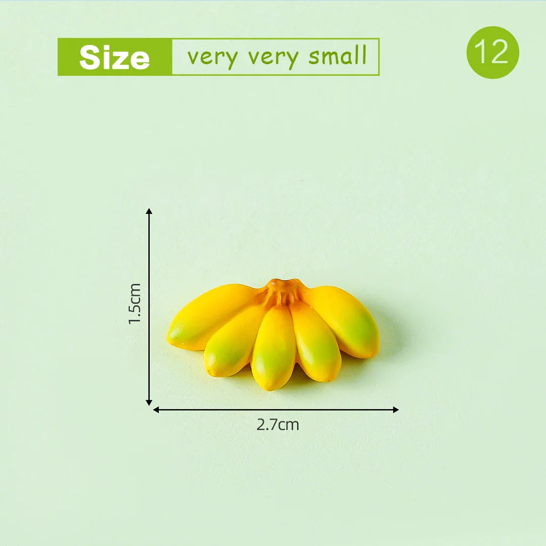Lot de 10 mini figurines de fruits – Miniatures de fruit du dragon, noix de coco, melon d'eau, orange, pomme, banane et ananas pour la décoration de jardin miniature, les scènes de maison de poupée, les pots de plantes et les loisirs créatifs
