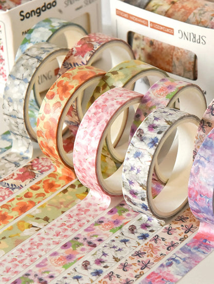5 Rolls Romantic Flower Washi Tape Set – Cute Floral Decorative Tape for Journaling, Scrapbooking, Diary & Student DIY Crafts