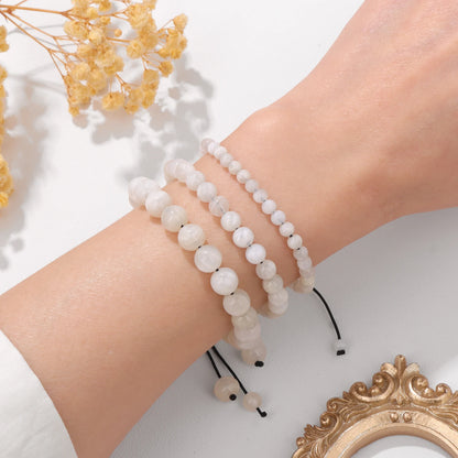 Bracelet perles de tourmaline noire naturelle – Bracelet ajustable tressé en corde avec carte cadeau pour hommes et femmes