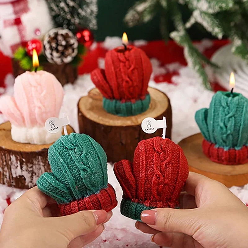 1-3PCS Christmas Glove-Shaped Candles – 3D Scented Soy Wax Aromatherapy Candles for Weddings, Birthdays & Festive Home Decor