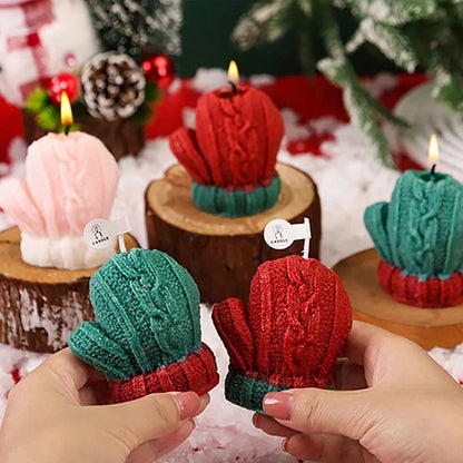 1-3PCS Christmas Glove-Shaped Candles – 3D Scented Soy Wax Aromatherapy Candles for Weddings, Birthdays & Festive Home Decor