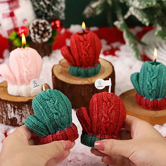 1-3PCS Christmas Glove-Shaped Candles – 3D Scented Soy Wax Aromatherapy Candles for Weddings, Birthdays & Festive Home Decor
