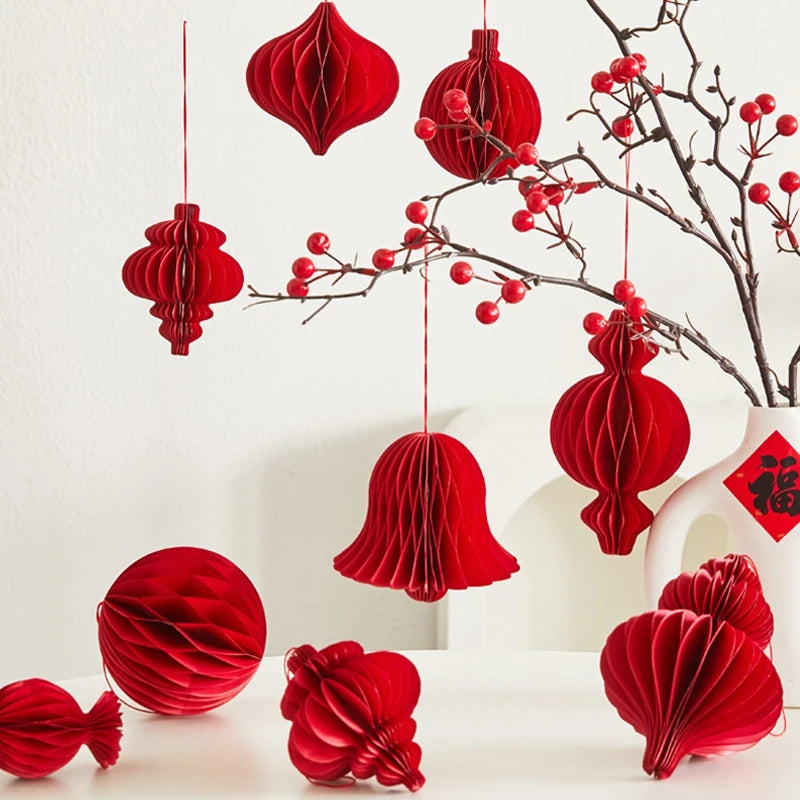 Chinese New Year 3D Hanging Ball Ornaments – Festive New Year Pendant Decorations for Wedding, Party, Tree & Home Decor
