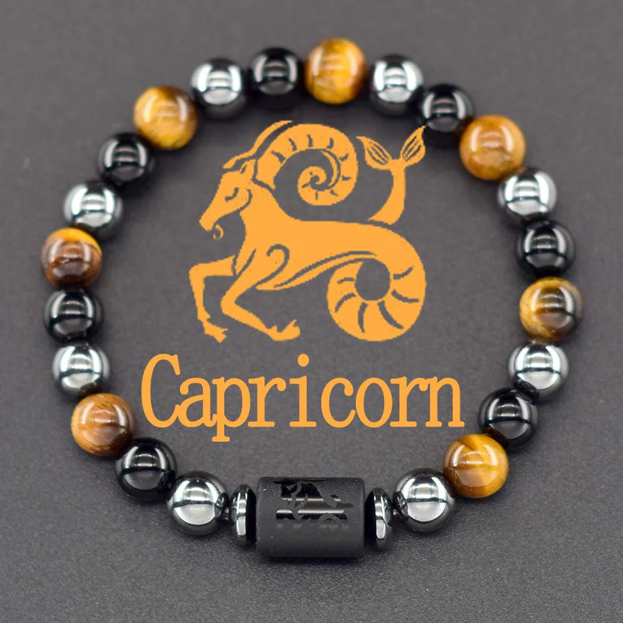 Pulsera de constelación de 12 signos del zodiaco – Brazalete con dije de astrología para hombres y mujeres | Regalo de joyería de amistad Aries, Virgo, Leo y Libra