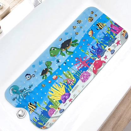 Cartoon Extra-Long Bathtub Mat 40x100cm – Non-Slip Shower & Bath Mat with Suction Cups and Drain Holes