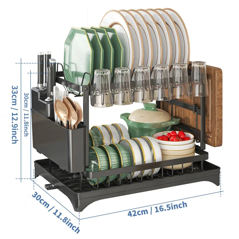Stainless Steel Dish Drying Rack – Hygienic Residue-Free Kitchen Organizer with Premium Carbon Steel Construction, Space-Saving & Quick-Dry Design