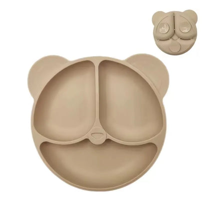 Assiette à ventouse en silicone pour bébé – Assiette repas sourire pour tout-petits avec compartiments, vaisselle pour enfants sans BPA