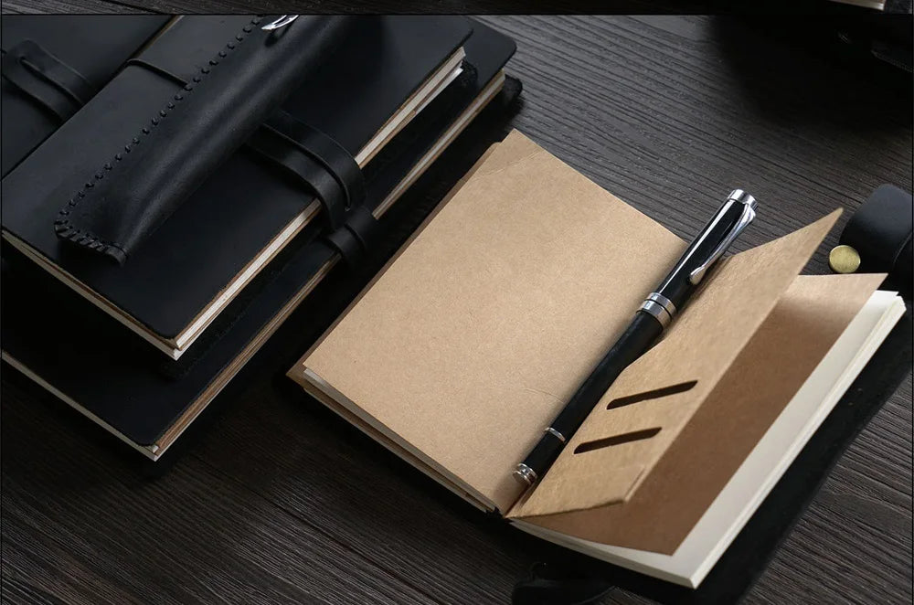 Genuine Leather Refillable Travel Journal – Handmade Retro Diary, Sketchbook & Notebook