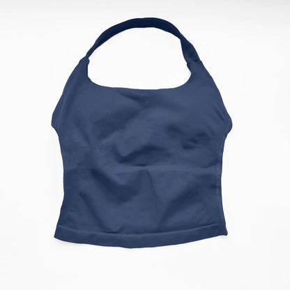 Top Deportivo Largo con Tiras para Mujer NCLAGEN – Top Halter Acolchado para Gimnasio, Yoga, Pilates, Correr y Entrenamientos de Fitness