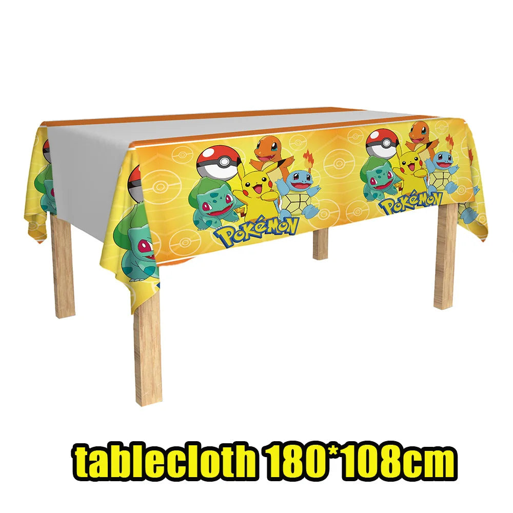 Pokémon Birthday Party Supplies Set – Paper Plates, Cups, Napkins, Tablecloth, Gift Bag Fillers & Guest Favors for Pikachu Party & Baby Shower