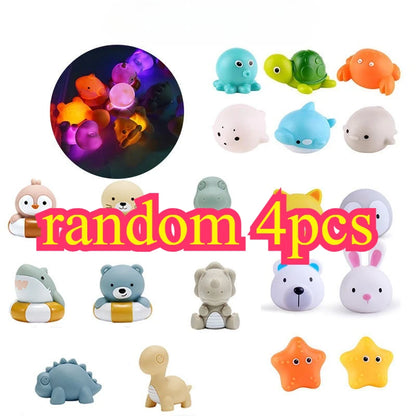 LED Light-Up Floating Bath Toy Set with Fishing Net & Animals for Babies, Toddlers & Kids