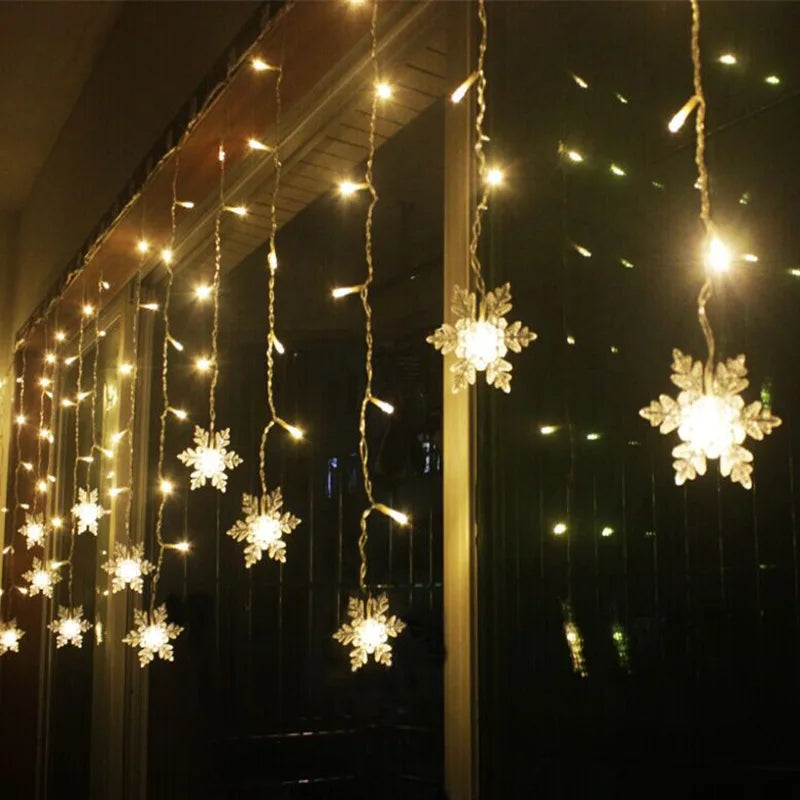 Guirlande lumineuse LED en forme de flocon de neige de 3,2 m – Guirlande lumineuse étanche pour Noël, mariages et décorations de vacances