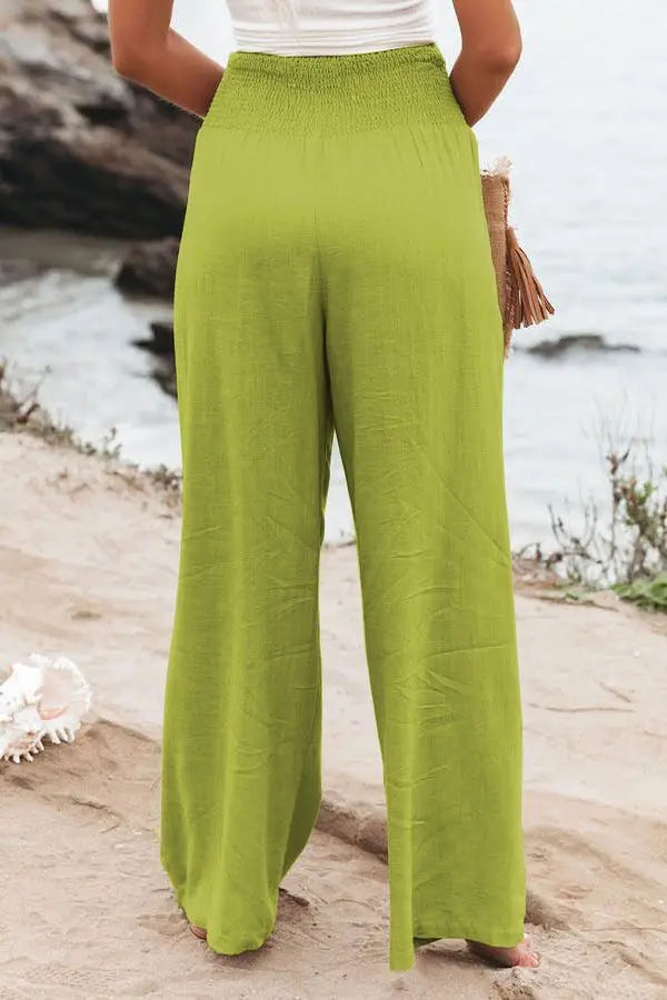 Pantalon ample décontracté pour femme, taille mi-haute avec cordon de serrage, style européen et américain, idéal pour la plage au printemps et en été