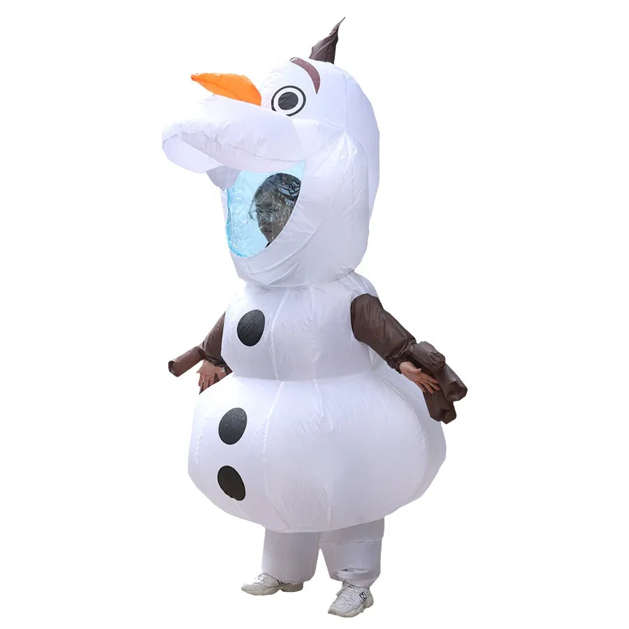 Adult Inflatable Snowman Costume Cartoon Snow Baby Cosplay Outfit for Halloween, Christmas, Holiday Dress-Up Parties and Festive Events