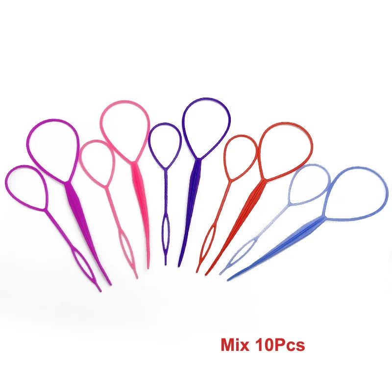 2-10PCS Ponytail Creator Styling Tools – Topsy Tail Plastic Loop Hair Braid Maker Clips for Women & Girls, Easy DIY Hair Accessories