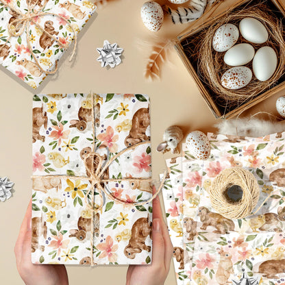 20/50PCS Retro Rabbit Tissue Paper – Cute Easter Snow Pear Gift Wrapping & Party Decoration Paper for Gifts, Packaging & Events