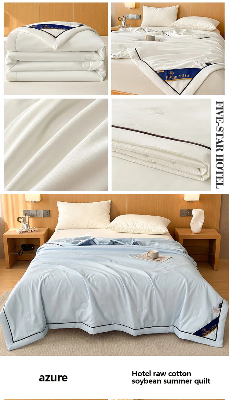 Couverture rafraîchissante de luxe d'été – Couverture climatisée en coton brut doux et fibre de soja pour adultes et enfants