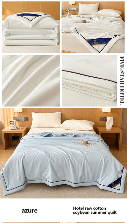 Couverture rafraîchissante de luxe d'été – Couverture climatisée en coton brut doux et fibre de soja pour adultes et enfants