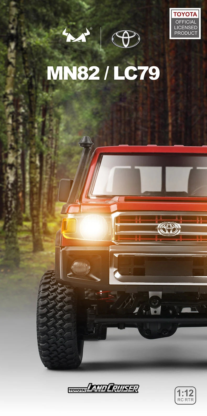ZWN MN82 Camion Tout-Terrain RC 4x4 LC79 à l'Échelle 1:12 avec Lumières LED, Modèle de Simulation Complet pour Enfants et Adultes