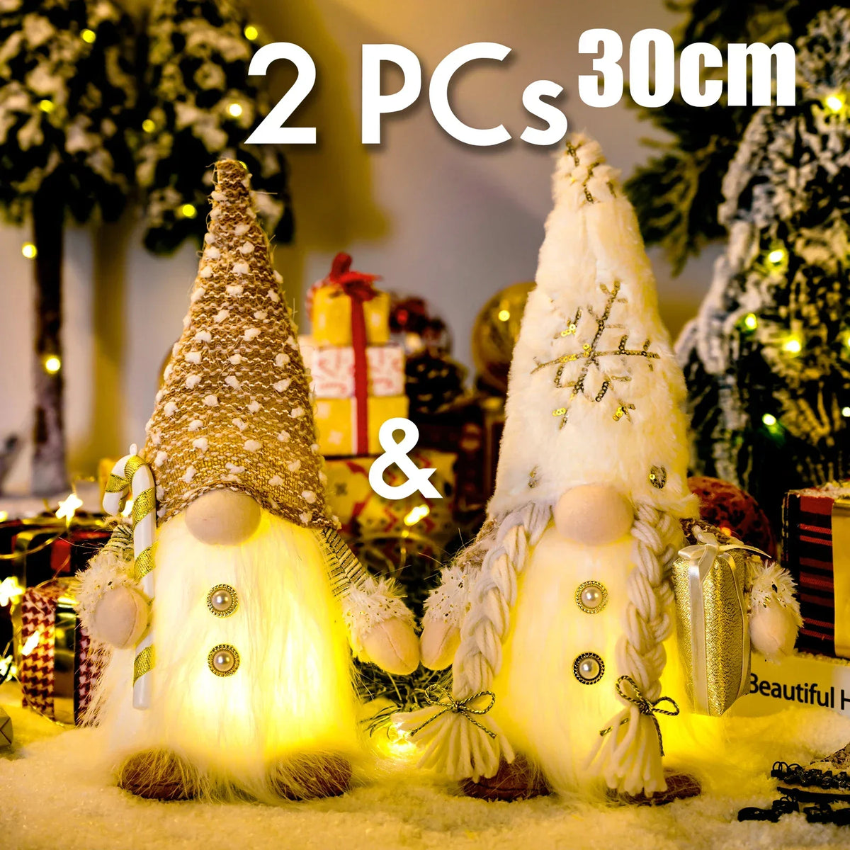 1–3PCS Christmas Gnome Reindeer Decorations 2026 – LED Glowing Gnome Doll Night Light for Xmas Tree, Home Decor, Gifts & New Year 2027