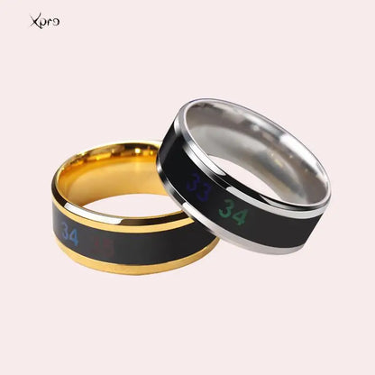 Smart Stainless Steel Couples Ring Mood Color Changing Waterproof Body Temperature Measuring Ring