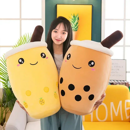 Giant Bubble Tea Plush Pillow – 22–70cm Squishy Milk Tea Boba Stuffed Toy Fruit Drink Bottle Decor Gift