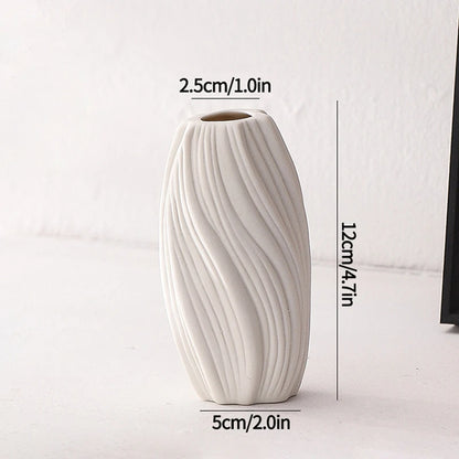 Florero Nórdico de Cerámica Blanca – Jarrón Decorativo Moderno para Sala de Estar, Decoración del Hogar y Escritorio