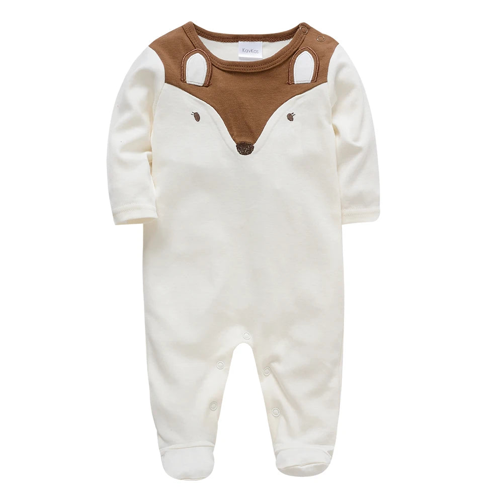 Spring Baby Boy Cotton Romper – Blue Bear Print Knit Jumpsuit & Newborn Overalls Pajamas, Soft Casual Outfit for Infants & Toddlers