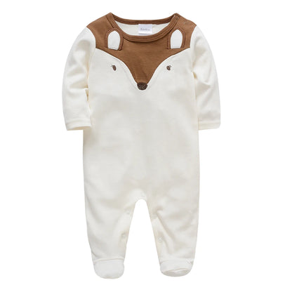 Spring Baby Boy Cotton Romper – Blue Bear Print Knit Jumpsuit & Newborn Overalls Pajamas, Soft Casual Outfit for Infants & Toddlers