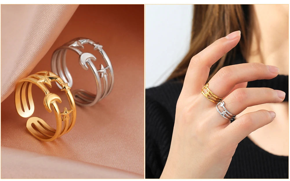Bague Skyrim en acier inoxydable cœur géométrique pour femme, réglable, ouverte, pour fête, esthétique