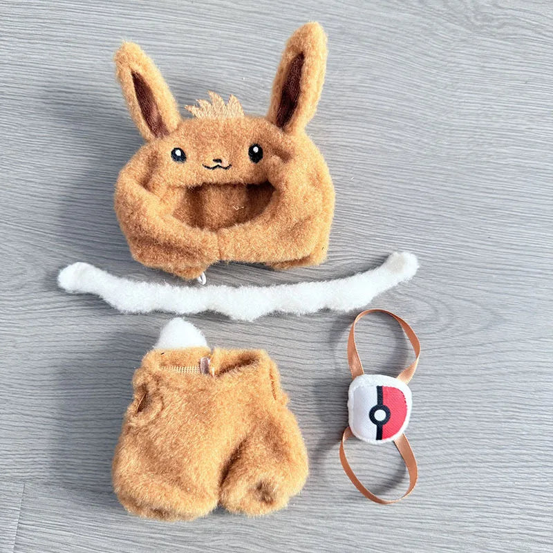 Kawaii Labubu Cartoon Plush Doll Clothes Set – Psyduck, Slowpoke & Charmander Outfit with Backpack, Fashion Mini Doll Accessories