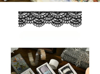 Juego de 6 rollos de cinta washi PET retro de encaje – Cinta adhesiva decorativa para diario, álbum de recortes, bullet journal y manualidades